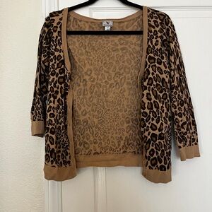 Worthington Animal Print Cardigan in Brown and Black